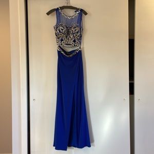 Royal blue two piece prom dress size 0